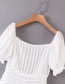Fashion White Crumpled Backless Drawstring Dress