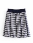 Fashion Navy Checked Knit + Skirt Set