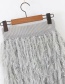 Fashion Gray Feather Fringed Knitted Skirt