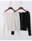 Fashion White Knitted T-shirt With Stretch Thread Love Button