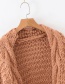 Fashion Pink Knitted Twist Fringed Sweater