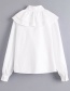 Fashion White Bow Poplin Lace Ruffle Shirt