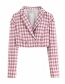Fashion Red Short Check Small Suit