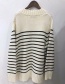 Fashion White Striped V-neck Sweater