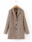 Fashion Khaki Checked Woolen Single-breasted Coat