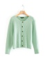 Fashion Green Straight Crew Neck Rib Knitted Single-breasted Cardigan