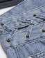 Fashion Blue Straight Washed Jeans With Twist Waistband