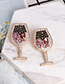 Fashion Champagne Wine Glass Earrings With Diamonds
