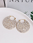 Fashion White Geometric Round Earrings With Diamonds