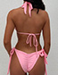 Fashion Pink Crystal And Diamond Bandage Split Swimsuit