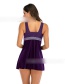 Fashion 2032 Purple Polka-dot Printed Paneled Skirt Split Swimsuit