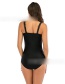 Fashion Black Strap Panel Pleated One-piece Swimsuit