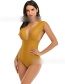 Fashion Coffee Color Back Lace Up V-neck One Piece Swimsuit