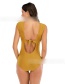 Fashion Yellow Back Lace Up V-neck One Piece Swimsuit