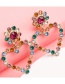 Fashion Color Heart Love Flower Earrings With Diamonds
