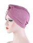 Fashion Navy Bamboo Linen Forehead Folds With Pearl Turban Hat