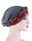 Fashion Gray + Wine Red Two-tone Braided Contrast Beaded Turban Hat