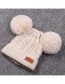 Fashion Brown Ball-white Thick Double Wool Ball With Standard Children's Wool Hat