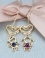 Fashion Gilded Men And Women Double Love Hollow Girl And Boy Necklace With Diamonds