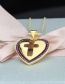 Fashion Gold-plated Red Zirconium Heart Cutout Cross Necklace With Diamonds