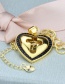 Fashion Gold-plated Black Zirconium Heart Cutout Cross Necklace With Diamonds