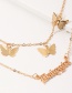 Fashion Golden Metal Three-dimensional Butterfly Double Letter Necklace