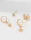 Fashion Golden Diamond Star Butterfly Metal Earring Set