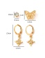Fashion Golden Diamond Star Butterfly Metal Earring Set
