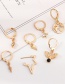 Fashion Golden Lightning Alloy World Map Star Mount Stud Earrings Set