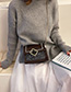 Fashion Brown Patent Leather Sequined Stitched Chain Shoulder Bag