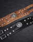 Fashion Brown Alloy Cowhide Wide Leather Lion Head Men's Bracelet