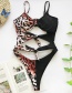 Fashion White Snake Pattern Snake-effect Single-button Tie Knotted Contrast One-piece Swimsuit