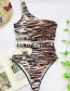 Fashion Tiger Pattern Tiger Print One-shoulder Metal Buckle One Piece Swimsuit