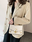 Fashion Off-white Chain Lock Oil Side Shoulder Crossbody Bag