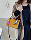 Fashion Orange Scarf Stitched Contrast Bronzing Alphabet Shoulder Bag