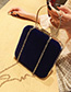 Fashion Blue Velvet Metal Clip Chain Shoulder Cross-body Bag