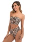 Fashion Leopard Print Leopard Print Tube Top High Waist Split Swimsuit