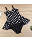 Fashion Black Polka Dot Sling-style Pleated Panel Plus Size One-piece Swimsuit