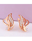 Fashion Golden Alloy Diamond And Feather Geometric Earrings
