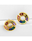 Fashion Color Geometric Circle Cutout Earrings With Diamonds