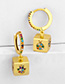 Fashion Golden Diamond Block Alphabet Earrings