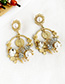 Fashion Bronze Alloy Bee Stud Earrings With Diamonds