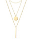 Fashion Golden Rectangular Stainless Steel Geometric Round Stacked Gold-plated Necklace