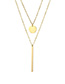 Fashion Golden Rectangular Small Round Stainless Steel Double Layer Necklace
