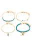 Fashion Blue Fish-shaped Beads Braided Rope Chain Anklet Suits
