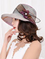 Fashion Pink Contrast Hat With Flower Bow And Pearl Mesh