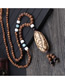 Fashion Beige Resin Safety Buckle Wooden Beads Long Sweater Chain