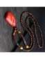 Fashion Khaki Thousand Eyes Bodhi Wood Beads Long Sweater Chain