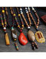 Fashion Red Resin Cylindrical Wooden Beads Long Sweater Chain