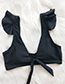 Fashion Black Ruffled Chest Split Swimsuit
